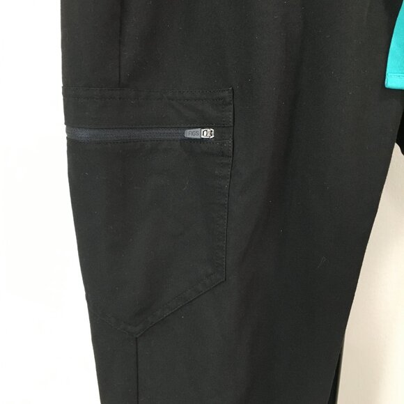 FIGS Petite Black Zamora Zip Pocket Drawstring Pull On Waist Scrubs Jogger Pant - Picture 8 of 15